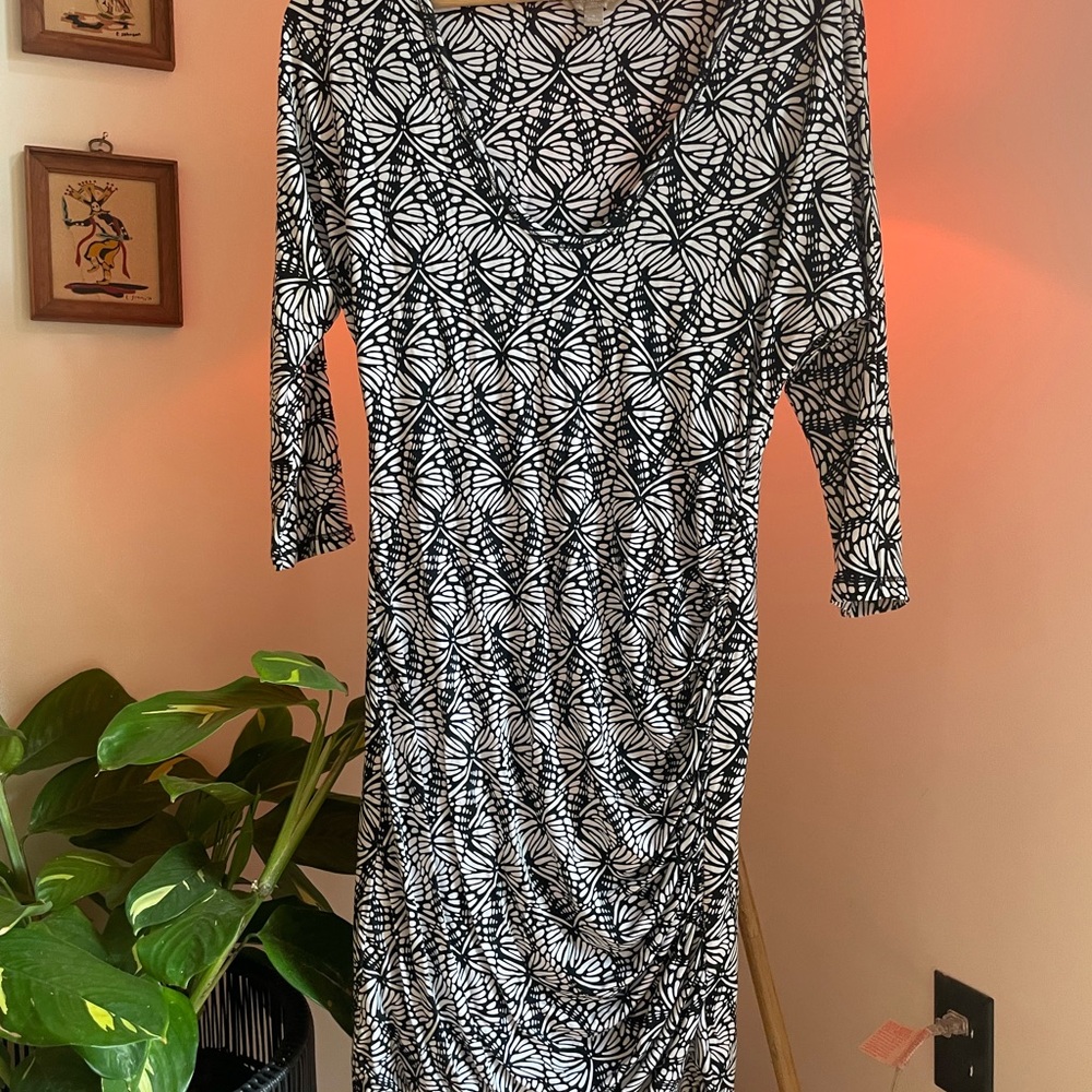 Banana Republic Elegant Black and White Patterned Dress